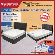 A66 Bed Frame | Frame + 6" Mattress Bundle Package | Single/Super Single/Queen Storage Bed | Divan Bed