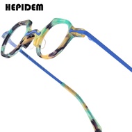 HEPIDEM Acetate Gọng kính phụ nữ thiết kế thương hiệu nhỏ Retro Kính Tròn kính nam Nhật Bản thủ công