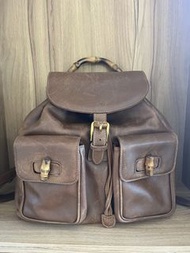 Gucci Vintage Bamboo BackPack 竹節啡色古典皮革背包