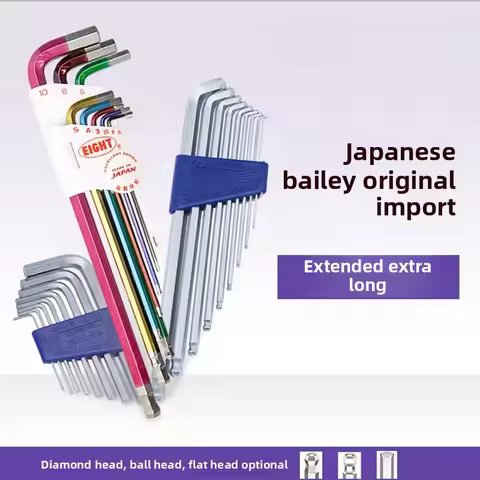 EIGHT Baoli Japan Hex Key Set TLS-6/7/8/9 Extra Long Ball Head Flat Head for Professional and Home U