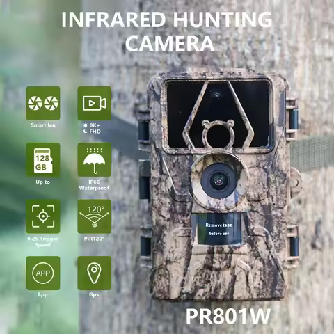 PR801W WIFI 8K 60MP Digital Trail Camera Wildlife Farm Monitoring with Night Vision Motion Activated