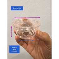 2oz Round Container & Lid [ 100sets± ] EC E622C - Disposable Plastic PET Food Sauce Container - Beka