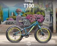 จักรยานเสือภูเขา TRINX T100 ล้อโต20นิ้ว อลูมิเนียม Shimano7sp น้ำเงิน/ล้อเขียว One