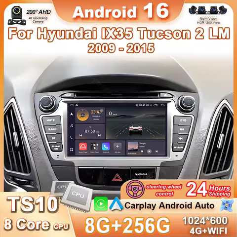 Android 16 Carplay For Hyundai IX35 Tucson 2 LM 2009 - 2015 Car Radio Multimedia Video Player QLED S