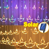 Solar Deepavali Light Diwali Curtain Light for Muslim EID Hari Raya Diwali Birthday Ramadan Decor