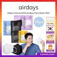 [airdays] Made in Korea KF94 airdays Face Mask (Color: White&amp;Black) 10EA | Melt Blown, MB Filter | KFDA Approved | Korean N95 Mask