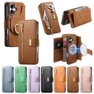 iPhone16S24U15Compatible Card Slot Case Charging Flip Phone Magnetic Foreign Trade Ring Holder Detac