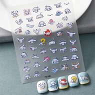♈﹊ Sanrio Anime Nail Stickers Cinnamoroll Cartoon Cute Embossed 5D Tough Nail Decorative Stickers Durable Removal Nail Decals