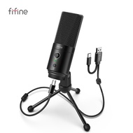 FIFINE 192KHz/24bit USB&amp;Type-C Microphone with Mute Button  Gain Control Condenser PC MIC for Cardioid Studio Recording-K683AMicrophones