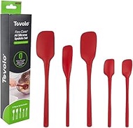 Tovolo Flex-Core® All Silicone Spatula Set of 5 for Meal Prep, Cooking, Baking, and More - Cayenne