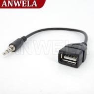 ANWELA Shop Car Aux Audio converter Cable To USB female Usb To 3.5mm Car Audio Cable OTG Car 3.5mm Adapter wire cord