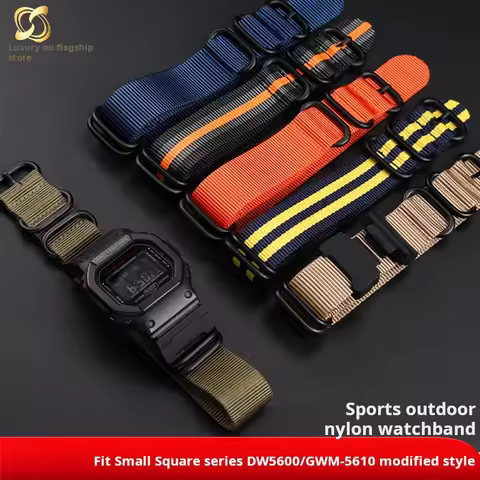 For Casio GSHOCK DW5600 gw-b5600 gmw5610 GM-5600 nylon Canvas watch strap Ring buckle Stripe Rainbow
