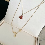 Bvlgari/寶格麗diva系列紅玉髓扇子項鍊小號 19小