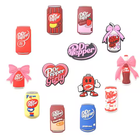 13/50pcs Dr Pepper Shoe Charm Drinks Designer for Shoe Accessories Dreations for Sandals Sneaker Cla