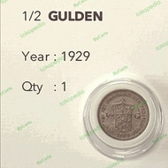 Wilhelmina silver coin 1/2 Gulden 1929