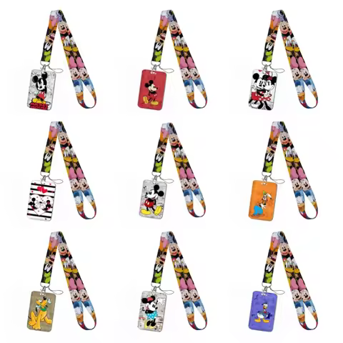 Disney Minnie Mouse Cartoon Couple Student ID Dinner keychain Bust Work Set Subway Access Card Holde