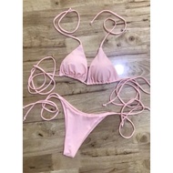 Bikini 2-piece swimsuit, full color thong, super thong