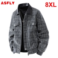 ASFLY 8XL Plus Size Plaid Jacket Men Fashion Casual Jackets Male Spring Autumn Jacket Big Size 8XL