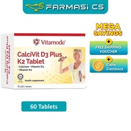 Vitamode Calcivit D3 Plus K2 Tablet 60 Tablets EXP:12/2027 [ Vitamin D3 Calcium Vitamin K2 ]