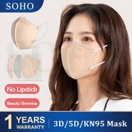3D/5D/KN95/KF94 Mask 50PCS Korean Adult Face cover 5D Butterfly 5 layers of protection Reusable Unobstructed Breathing High-quality Prevention of Influenza Germs White 5 Layers KF94 Mask Black Not Single Use Beauty Facial Color