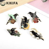 KIKIFA Crow Raven Badges Gothic Punk Clothes Decoration  Gift Jewelry Metal Brooch