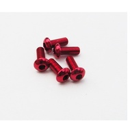 Red Anodised Round Head M3 7075 Aluminium Screw 10pcs