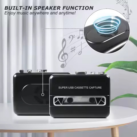 Cassette To MP3 Converter Cassette Player Clear Sound Quality 3.5mm Earphone Jack Fast Forward Auto 