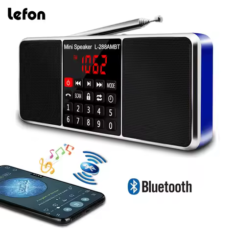 Lefon Portable AM FM Radio Bluetooth Speaker Stereo Internet Receiver Digital Radio Support TF Card 