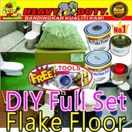 ( DIY FULL SET ) FLAKE Epoxy Floor Coating (Free Tools / 1KG FLAKE / 1L PRIMER / 1L CLEAR) Toilet Waterpooring