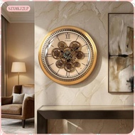 [szxmkj2lp] Large Metal Wall Clock Gold-Toned Gear Wall Clock Home Decor European-Inspired Cream Fac