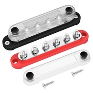 DAIERTEK Marine Bus Bar 12V 6 x 1/4" (M6) Terminal Studs 12 Volt Bus Bar Power Distribution Block wi