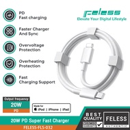 FELESS สายชาร์จเร็ว(2m) USB C เป็น Lightning สายเคเบิล Lightning ชาร์จเร็ว 20W สำหรับไอโฟน ไอแพด เข้ากันได้กับ iPhone14/14 ProMax/12/11/XR/X/8/7/6,iPad,Airpod