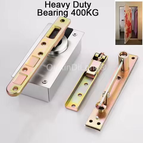 4PCS Heavy Duty Door Hinge Stainless Steel+Casting Iron Pivot Door Hinges Upper & Lower for Wood 360