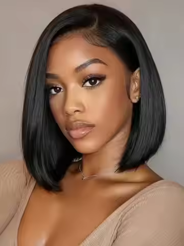 Bob Wig Human Hair Straight Hair Wig 13*4 Lace Font Wigs Black Wig Straight BOB Wig Elegant Ladies' 