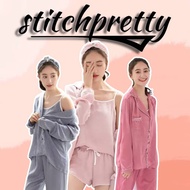 🐹 Ready Stock Malaysia 🐹 Women Pyjamas Set Of 7 Pc Suit Singlet Pant Sleepwear With 5 Colours