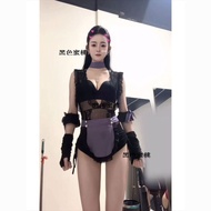 Popular Dark Gothic Maid Outfit with Lace Stitching - Purple Apron Leggings