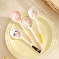 Ceramic Cute Cartoon Spoon Japanese Style Rice Spoon Spoon Strawberry Dinosaur Long Handle Spoon Hou