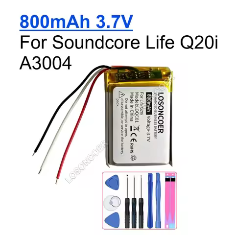 800mAh 3.7V For Soundcore Life Q20i A3004 WIRELESS NOISE CANCELLING HEADPHONES Battery