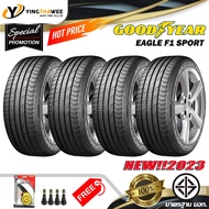 205/45R17 GOODYEAR รุ่น EAGLE F1 SPORT  4 เส้น (ผลิตปี 2023) แถมเกจหน้าปัทม์เหลือง 1 ตัว + จุ๊บลมยางแกนทองเหลือง 4 ตัว (ยางรถยนต์ ยางขอบ17)