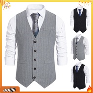 Men Suit Waistcoat Formal Vest Striped Print Mens Business Suit Vest V-neck Sleeveless Formal Waistc