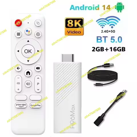 2025 New H96 MAX H313 Mini TV Stick Android 14 Smart TV Box 2GB 16GB Wifi6 BT 4K HD Google Voice Med