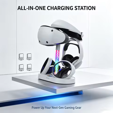 For PS5 Console & PS VR2 – Dual Controller Charger Magnetic RGB Charging Dock Headset & Glasses Stor