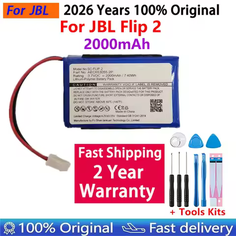 2026 Years Original New High Quality 2000mAh Speaker Battery For JBL Flip 2 Flip2 Flip II (2013) AEC