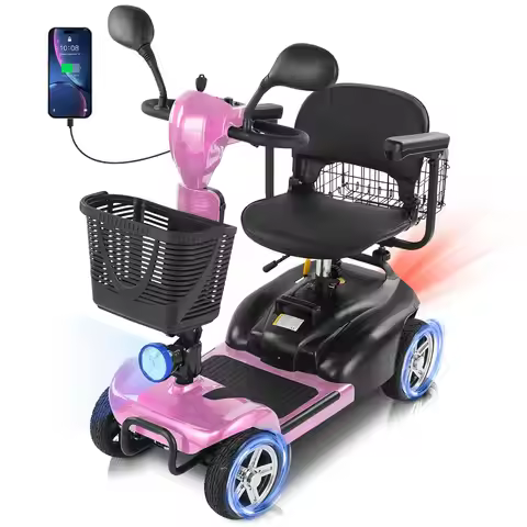 MS20 with Mirror 20 Miles 4-Wheel Mobility Scooter for Seniors/Adults, Detachable Lithium Battery El