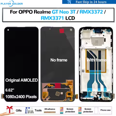Original AMOLED For OPPO Realme GT Neo 3T RMX3372 RMX3371 Pantalla lcd Display Touch Panel Screen Di