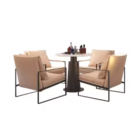 1Dining Room Table and Chair Set Light Luxury Bar Club Rest Area Leisure Deck Dining Table and Chair