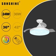 陽光 - (CFCN-24W) LED 24W 36吋可搖控可逆轉伸縮扇葉風扇燈 3000K/4000K/6500K #LED風扇燈 #LED吊燈 #LED天花燈 #家居燈飾