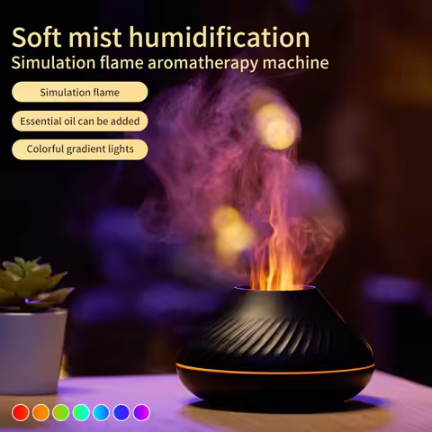 Portable Cool Mist Usb Led room h2o fire flame air humidifier Aroma Essential Oil Diffuser air mini