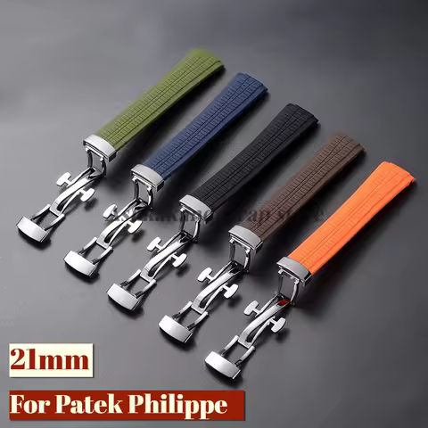 Silicone Rubber Watch Straps for Patek Philippe 5164A 5167A 5168A Grenade Aquanaut Series 21mm Soft 
