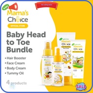 [100% ORIGINAL] Mama's Choice Baby Head to Toe Bundle (Hair Vitamin Lotion + Nourishing Face Cream + Skin Vitamin Lotion + Tummy Oil)